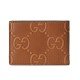 GG embossed bi fold wallet brown