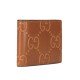 GG embossed bi fold wallet brown