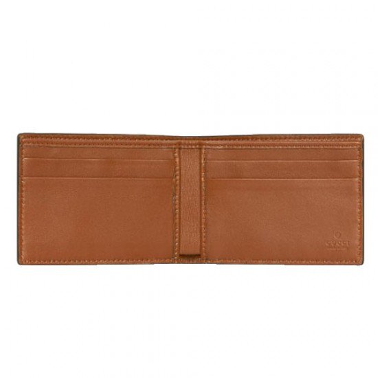 GG embossed bi fold wallet brown