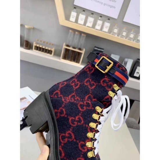 Ankle Blue Red GG Wool  Boots