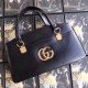 Black Arli Large Top Handle Leather Bag