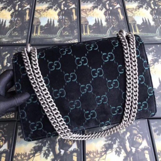 Black Dionysus GG Velvet Small Shoulder Bag