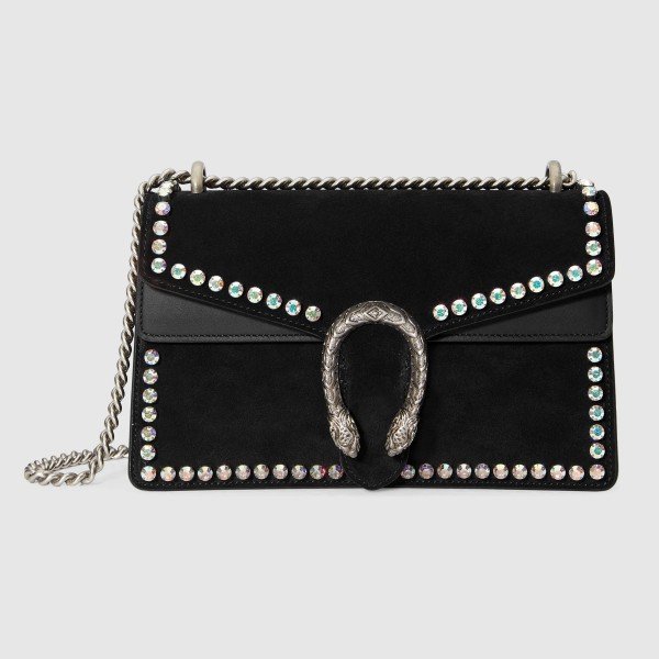 Black Dionysus Suede Crystal Small Shoulder Bag