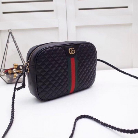 Black Quilted Leather Small Shoulder Bag