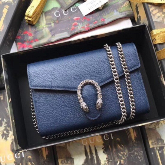 Blue Dionysus Mini Chain Leather Bag