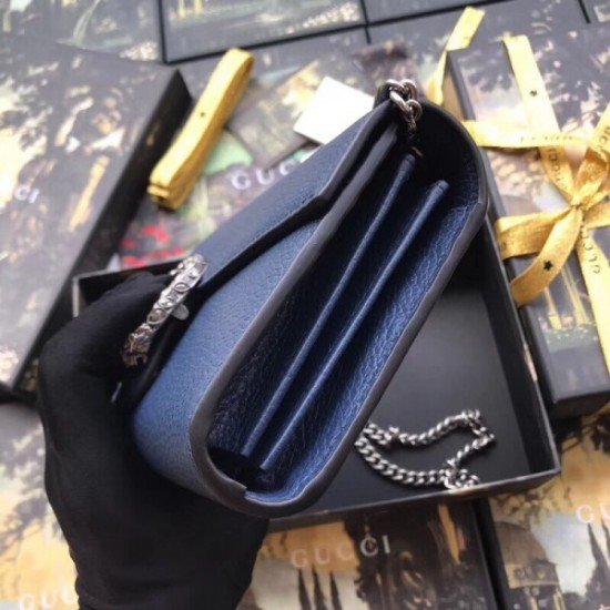 Blue Dionysus Mini Chain Leather Bag