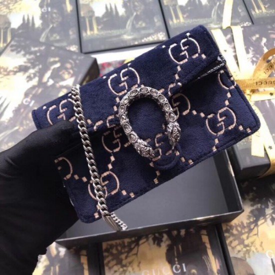 Blue Dionysus Super Mini Velvet Bag