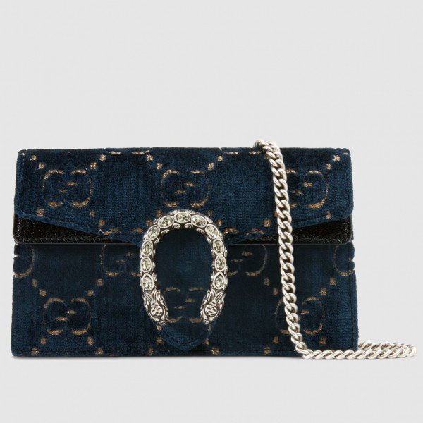 Blue Dionysus Super Mini Velvet Bag