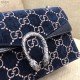 Blue DionysusVelvet Small Shoulder Bag GG