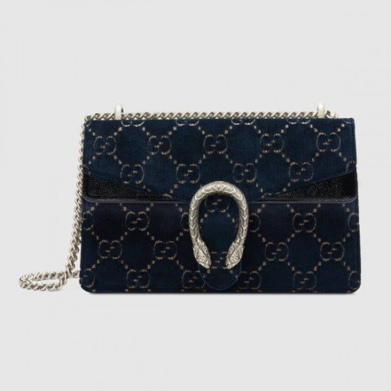 Blue DionysusVelvet Small Shoulder Bag GG