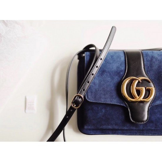 Blue Suede Arli Medium Shoulder Bag