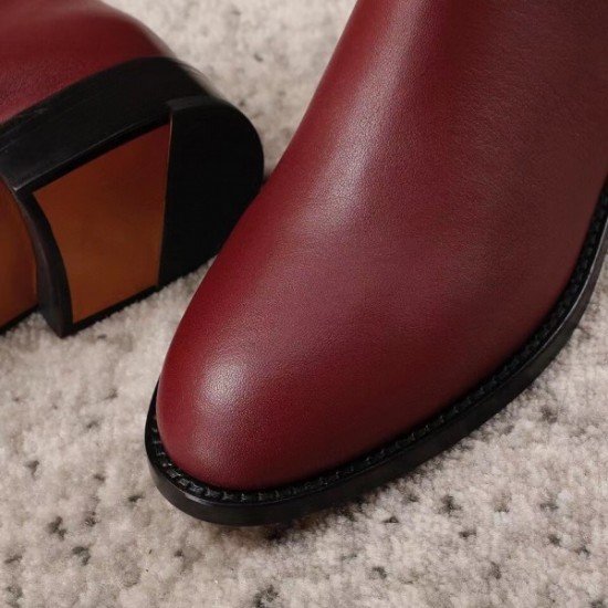 Bordeaux Leather Tiger Head Boots