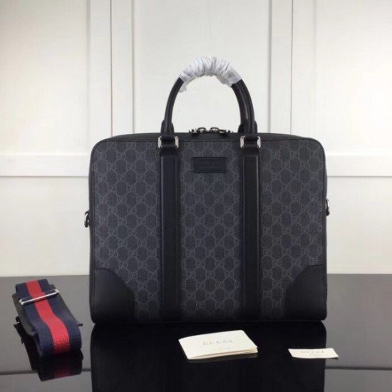 Briefcase In Black GG Supreme Canvas