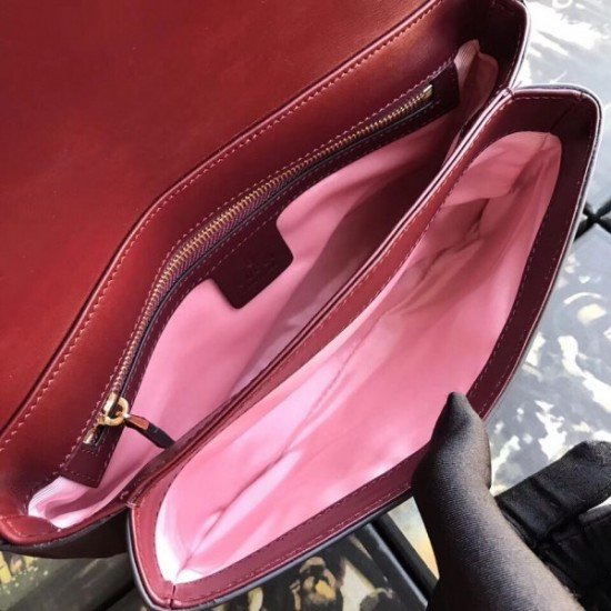 Burgundy Small Arli Leather Shoulder Bag