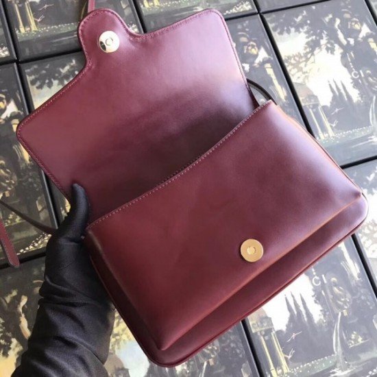 Burgundy Small Arli Leather Shoulder Bag