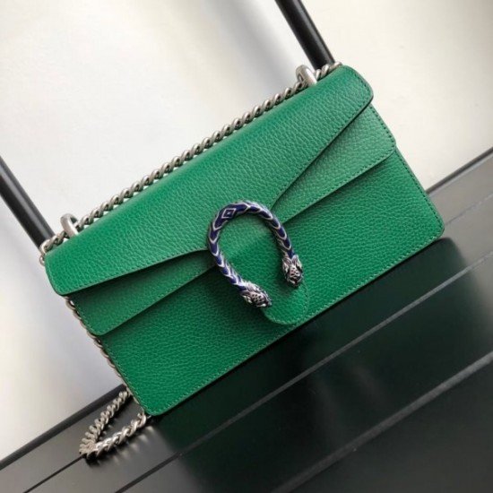 Dionysus Small Shoulder Bag In Green Leather