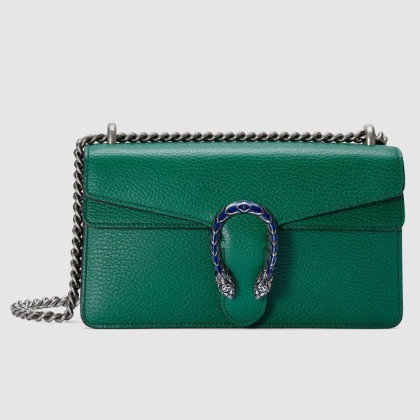 Dionysus Small Shoulder Bag In Green Leather