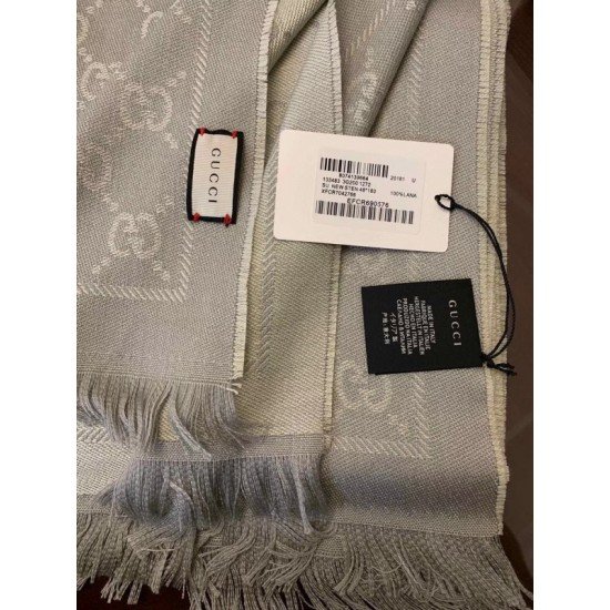 GG Jacquard Pattern Knitted Scarf Grey