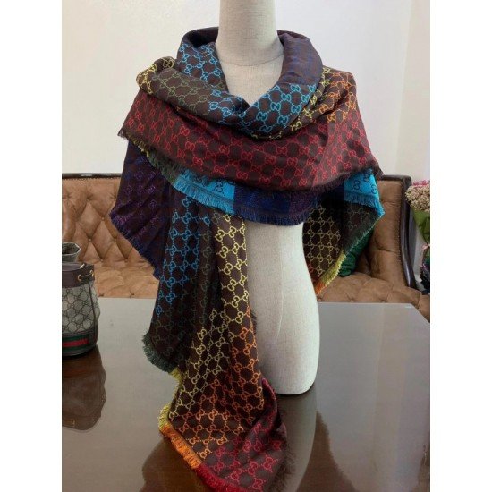 GG Jacquard Shawl Rainbow Stripes