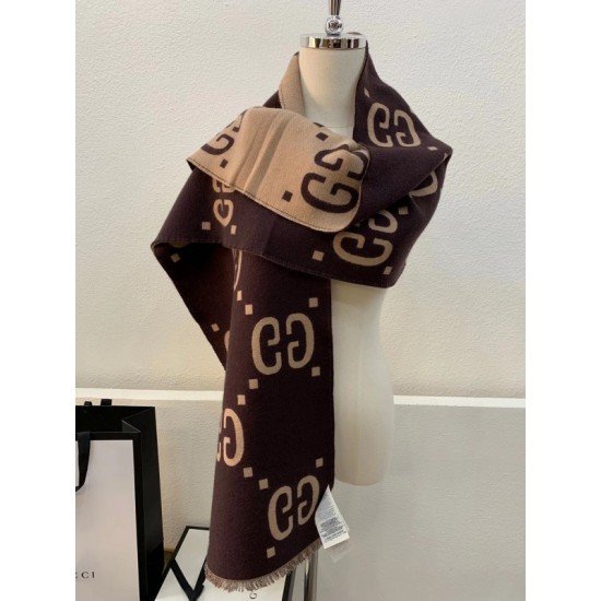 GG Jacquard Wool Silk Scarf