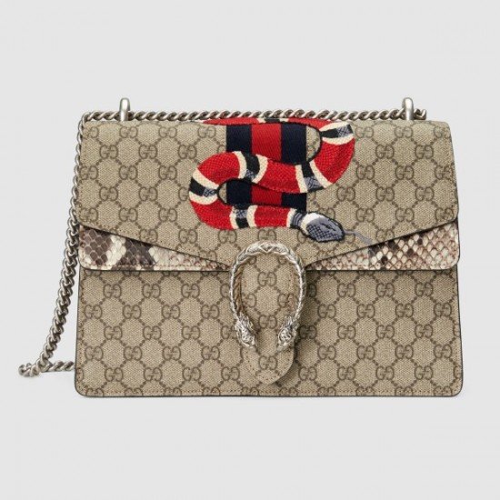 GG Shoulder Bag With Python Trim