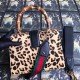 Leopard Dionysus Small Bamboo Top Handle Bag