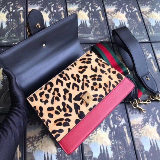 Leopard Dionysus Small Bamboo Top Handle Bag