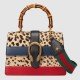 Leopard Dionysus Small Bamboo Top Handle Bag