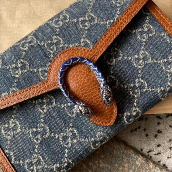 Mini Chain Bag In GG Washed Denim