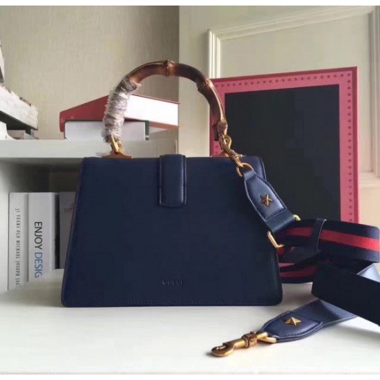 Navy Stripe Dionysus Small Bamboo Top Handle Bag