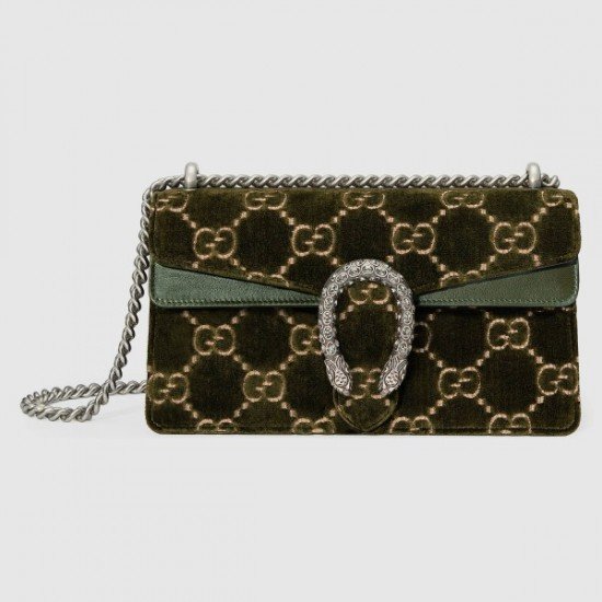 Olive Dionysus GG Velvet Small Bag