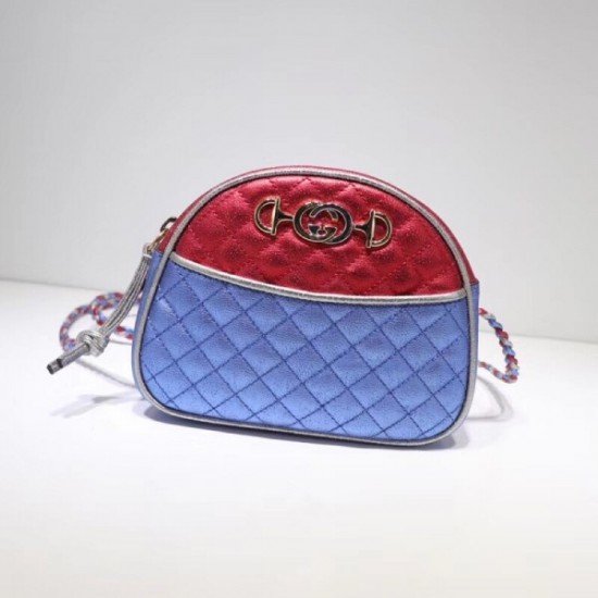 Red/Blue Laminated Leather Mini Bag