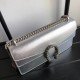 Small Shoulder Bag In Silver Metallic Leather