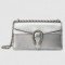 Small Shoulder Bag In Silver Metallic Leather