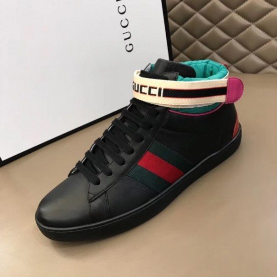 Stripe High-top Black Sneakers