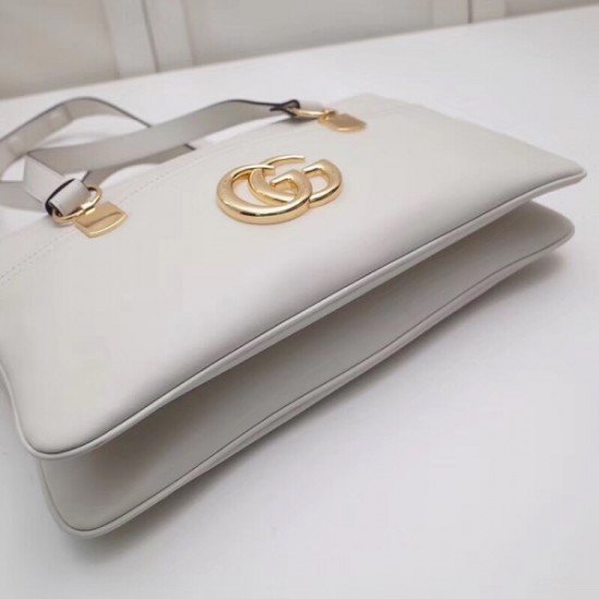 White Arli Large Top Handle Leather Bag