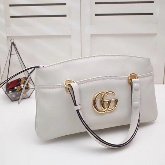 White Arli Large Top Handle Leather Bag