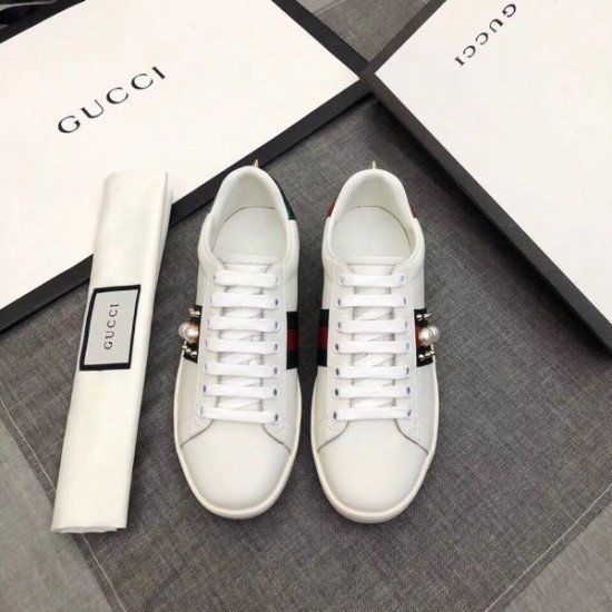 Women Ace Studded White Leather