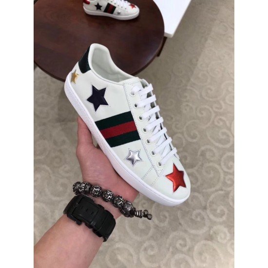 Women White Ace Embroidered Stars