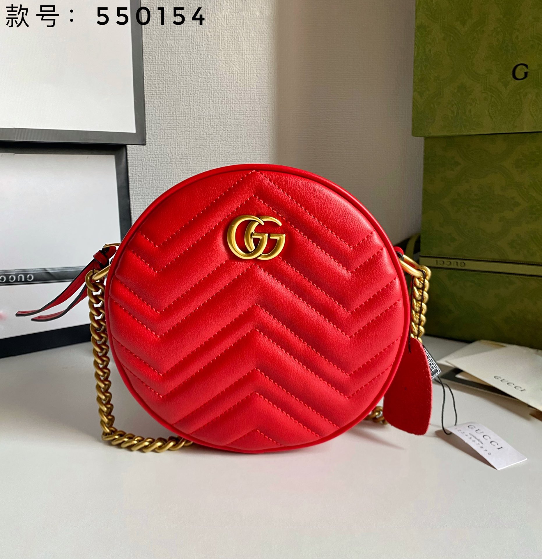 GG 550154 Marmont Mini Handbag Red