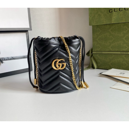 GG 575163 Marmont Mini Bucket Bag Black