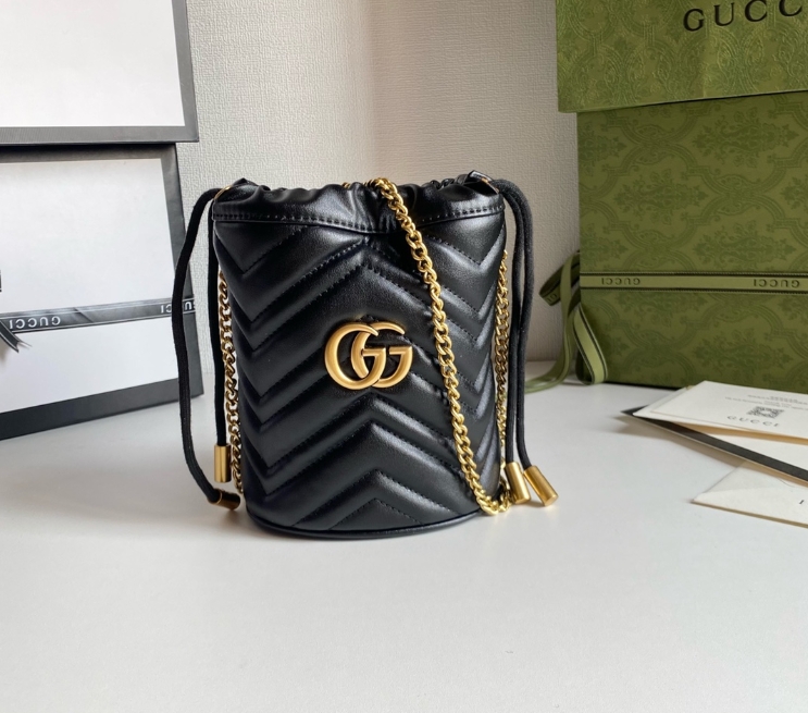 GG 575163 Marmont Mini Bucket Bag Black