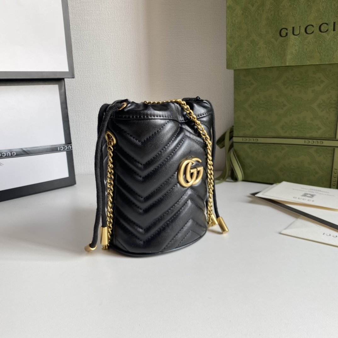 GG 575163 Marmont Mini Bucket Bag Black